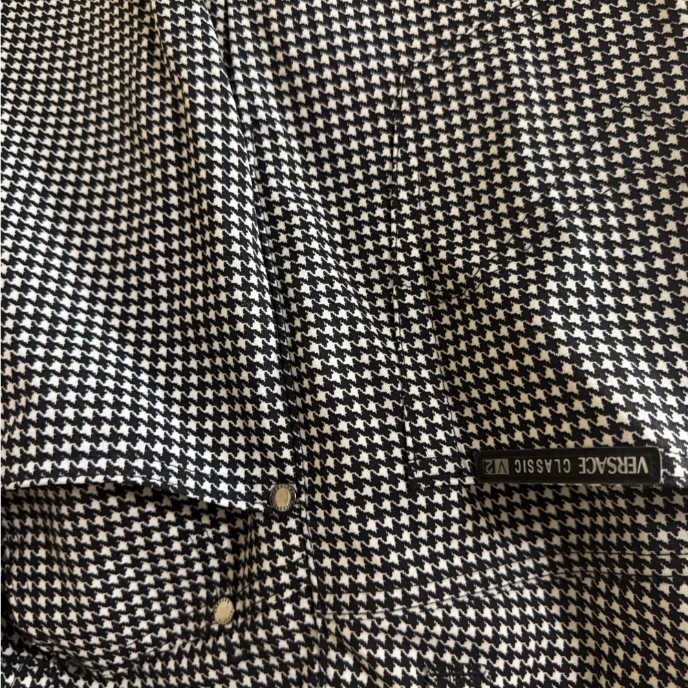 Versace Black and White Houndstooth Dress Pants